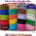 ( Pack of 20 ) Velvet Glass Bangles for girls and women, 20 sets in 20 colours each set include 12 pieces, Wedding package , velvet glass bangles box , gift box. 
