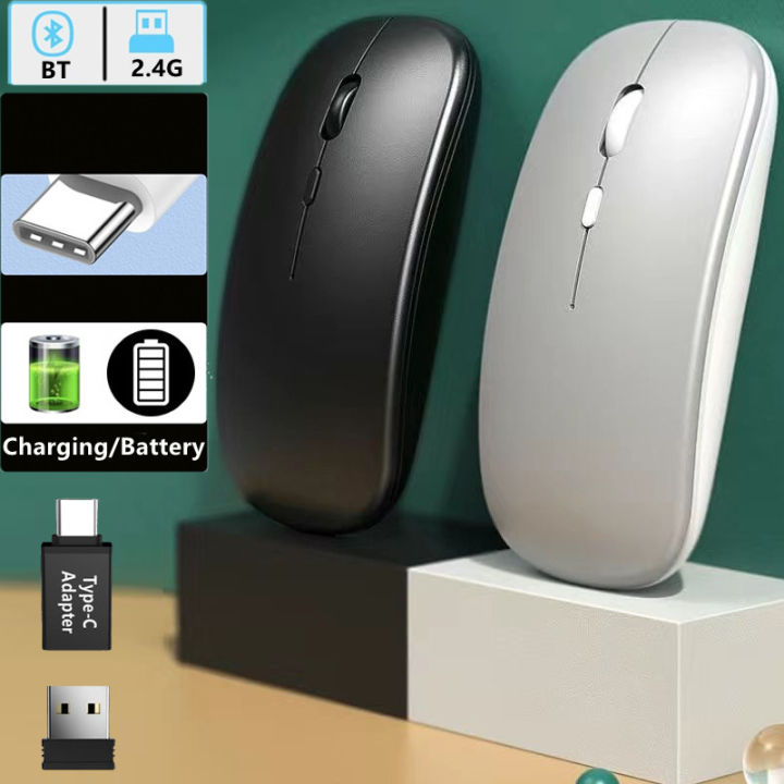 Wireless%20Mouse%20Slim%20Bluetooth-compatible%202.4G%20Computer%20Mice%20Portable%20Rechargeable/Battery%20Cordless%20Mouse%20for%20iPad%20Laptop%20Desktop%20-%20Image%202
