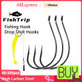 FishTrip 50-200pcs Drop Shot Hooks for Bass Fishing High Carbon Steel Wacky Hook Crank Worm Barbed Hook Fishing Accessories. 