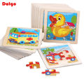 Hot Sale 11X11CM Kids Wooden Puzzle Baby Cartoon Animal Traffic Tangram Wood Puzzle Educational Jigsaw Toys For Children . 