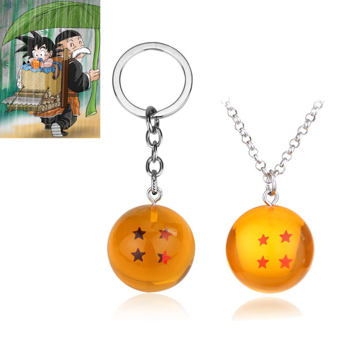 Dragon Ball Anime Keychain Charms 4 Star Dragon Balls Cosplay Accessories Crystal Resin Ball Necklace Memento of Grandpa