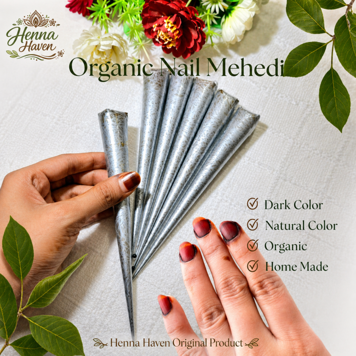 Organic Home Made Nail Mehedi Cone - Natural Nail Tint - Homemade nokher Mehedi - Chemical Free Henna Cone - Nail Mehedi - 100% Organic