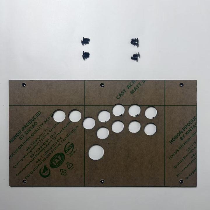 Arcade%20Controller%20DIY%20Panel%20FightBox%20Custom%20Panel%20F%20Series%2035cm%20x%2020cm%20Hitbox%20Style%20Transparent%20Glossy%20Frosted%20Panel%20with%20Screws%20-%20Image%203