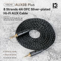 KBEAR AUX08 Plus 8 Core OFC Silver-plated Hi-Fi AUX Cable 1.4m/2m 3.5MM/2.5MM/4.4MM Earphones Headphones Headset AUX Cable. 