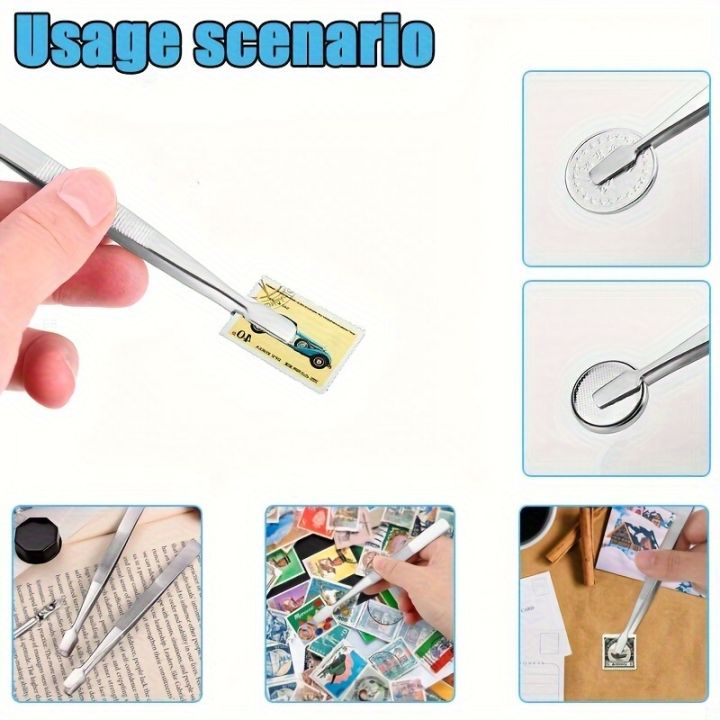 Precision%20Stamp%20&%20Collectible%20Tweezers%20with%20Wide%20Tip%20for%20stamps%20coins%20philately%20Durable%20for%20philately%20for%20coin%20collecting%20-%20Image%205