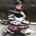 Children's Jazz Drum Set 3 drums/5 small stools Drum Stick Set Children's Music Development Intelligence Education Toy Gifts. 