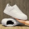 Fashion Leather Men White Sneakers Breathable Comfort Classic Casual Shoes Mens Outdoor Walking Shoes Couple Footwear Size 36-47. 