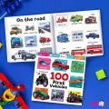 100 First Vehicles Children's Book English Vocabulary with Real Pictures, Thick Book, Won'T Tear, from Talkingpen Thailand, Talking Pen.. 