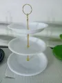 Three Tier Serving Platter in Melamine | 3-Tier Melamine Cupcake Stand | Dessert Stand, Cupcake Stand, Tea Party, Serving Platter for Wedding Birthday Party. 