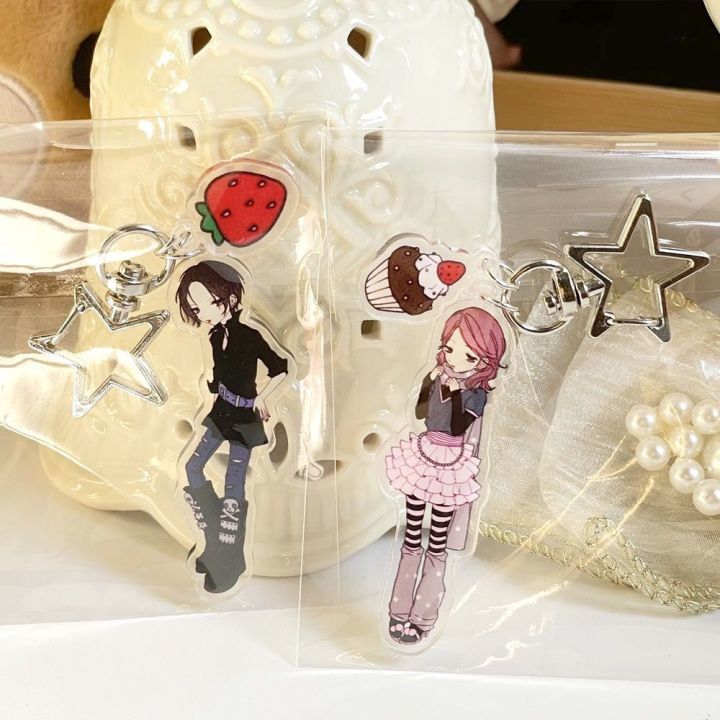 Anime Komatsu Nana Oosaki Nana Cosplay Keychain Cute Acrylic Strawberry Keyrings Backpack Pendant Decoration Set