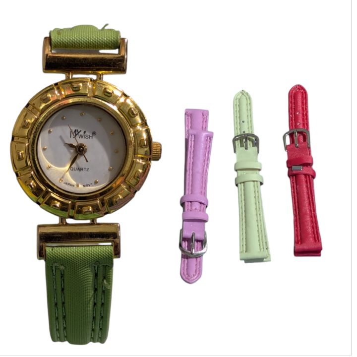 (A). 'My Wish' Collezioni Watch with 3 different colored wrist bands