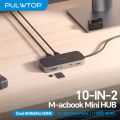 PULWTOP MacBook Pro Docking Station Dual Monitor 4K@60Hz with 2HDMI,PD,Ethernet,USB A/C 10Gbps,SD/TF, USB 2.0. 