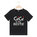 Girls Cute Round Neck "GiGi LS My Bestie" Graphic Short Sleeve T-shirt Casual Tees Top Summer Kids Clothes. 
