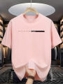 Summer Men's 100% Cotton Casual Loose Fit Large Letter Print Round Neck Short Sleeved T-Shirt Top High Street Unisex Style.