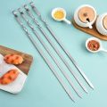 50cm 6Pcs BBQ Skewer Stainless Steel Wide Barbecue Sticks Flat BBQ Fork Outdoor Camping Picnic BBQ Utensil Kitchen Accessories.