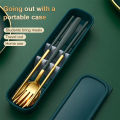 3Pcs Stainless Steel Portable Cutlery Set Spoon Fork Chopsticks Student Travel Korean Style Portable Cutlery Set Kitchen Supplie.