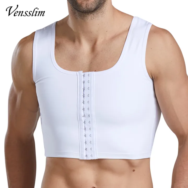 Men Body Shaper Slimming Chest Push Up Corset Compression Waist Trainer Building Sleeveless Vest Correct Posture Hooks Vest