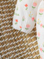 Baby Girl's All Seasons Long Sleeve Print Floral With Bow Daily Jumpsuit For Newborn-6M Clothes +Headband. 