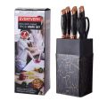 Kitchen Knife Set Stainless Steel Chef Knife Set 7 Piece with Marble Textured Handle Tool Holder with Grinding Stone. 