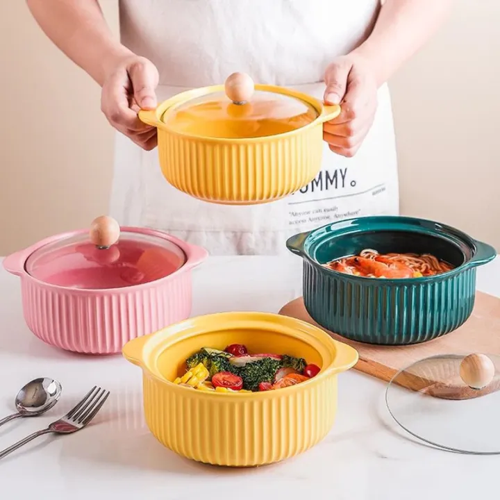 850ML Ceramic Tableware Single Japanese Style Instant NoodleBowl With Lid  Good Quality