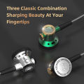 D08 Metal HiFi 3.5mm In Ear Headphones Flat Head Earphone with Microphone Wired Clear Sound Bass Headsets for Sports Music Gamer.