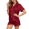 Women's silk satin pajamas set sleepwear. 