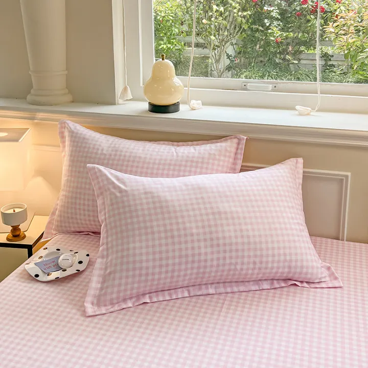 2pcs%20Set%20Pillowcase%20Envelope%20Style%20Plaid%20Couples%20Plain%20Ins%2048x74cm%20Home%20Textile%20Household%20Bedroom%20Throw%20Pillow%20Case%20Pillow%20Cover%20-%20Image%202