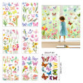 8 Sheets Spring Cartoon Butterfly Tulip Floral Party Decorations Window Static Stickers DIY Glass Clings Party Backdrops Decals. 