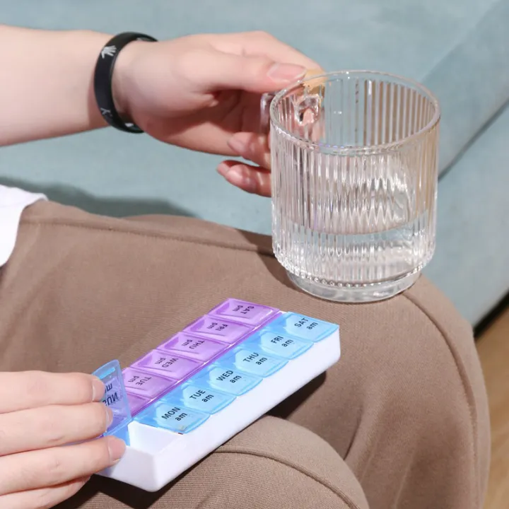 JUSTLANG%20Weekly%2014%20Grids%207%20Days%20Pill%20Box%20Portable%20Travel%20%20Cases%20Organizer%20Pill%20Container%20Storage%20Tablets%20Vitamin%20Medicine%20-%20Image%202