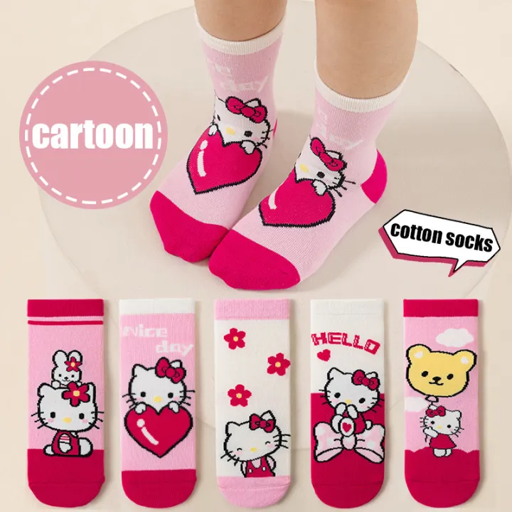 Cute%20Hello%20Kitty%20Girls%20Socks%205%20Pairs%20Kawaii%20Cartoon%20Cotton%20Crew%20Socks%20for%20Kids%20Casual%20Daily%20Socks%20-%20Image%202