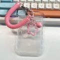 durable transparent PVC student ID and access card holder, includes sliding cover, keychain, and meal card holder for easy card.