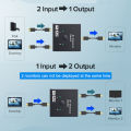 2 Port HDMI-Compatible 2.0 Switch 4K 2x1 1x2 Bi Directional Switcher 2 Input 1 Output Splitter for PS4/3 TV Box Switcher Adapter. 