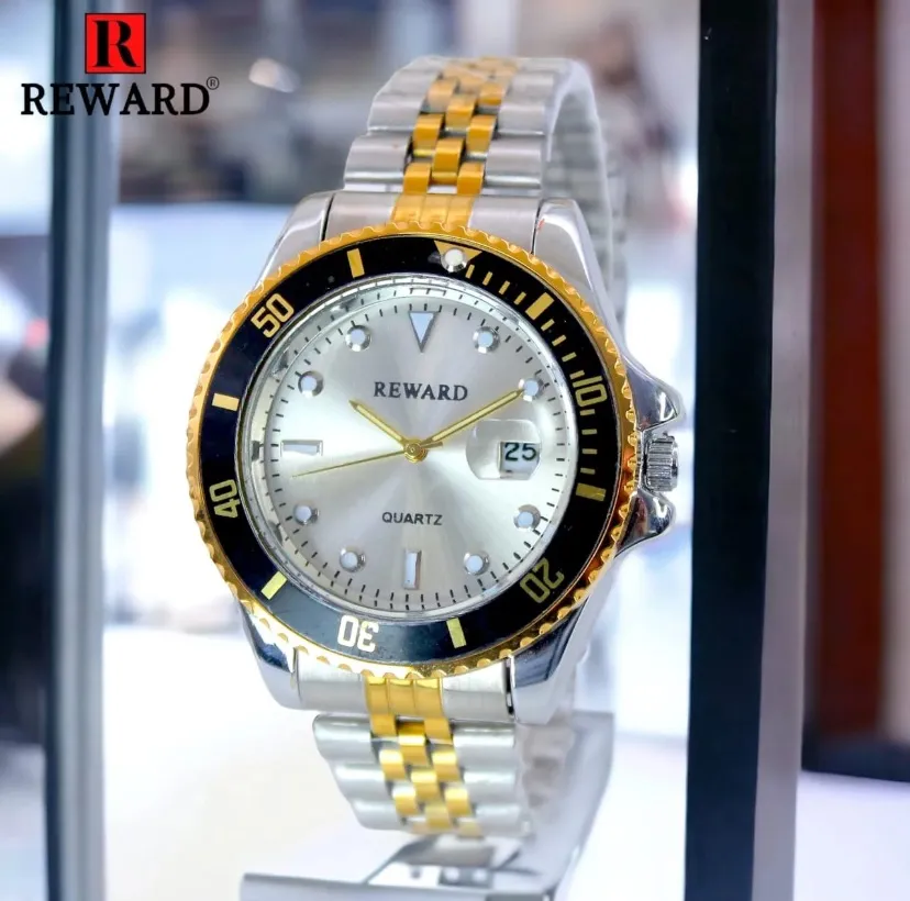 Reward Men s Watch New Collection Famous Design Rolex Style Watch Date Movement Stainless Steel Chain Movable Ring Daraz.pk