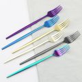 6pcs Gold Dessert Fork Dinnerware Set Mirror Stainless Steel Salad Fork Set Tableware Cutlery Set Home Party Kitchen Tableware.