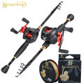 Sougayilang 1.8-2.4m Casting Fishing Combo Telescopic Fishing Rod and 7.2:1 High Speed Fishing Reel with 150M Line Pesca. 