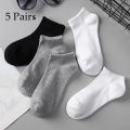 5pairs Mens Socks Boat Black Business Solid Color Breathable Comfortable High Quality Ankle. 