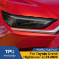 Anti-Scratch High-Gloss Car Headlight Protective Film For Toyota Grand Highlander 2023-2026 Smoke Black Pre Cut Vinyl Wrap Film. 