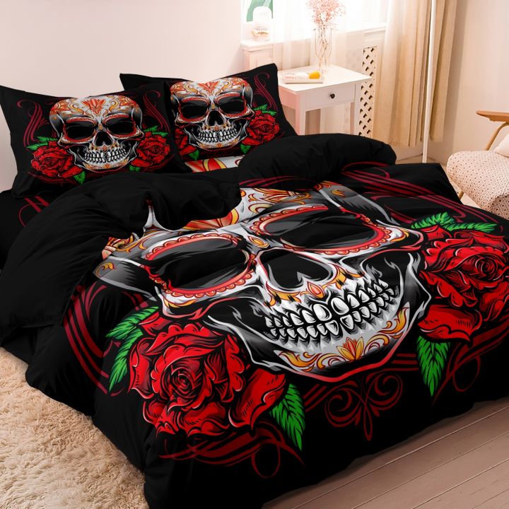 3Pcs%20Gothic%20Mexican%20Sugar%20Skull%20Woman%20Duvet%20Cover%20Bedding%20Set%20Floral%20&%20Skull%20Patterns%20-%20Ideal%20For%20Day%20Of%20The%20Dead%20Celebrations%20-%20Image%205