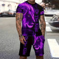 Tiger 3D Print Sport Moisture-wicking Breathable Men Round-neck T-shirt Shorts Outdoor Fitness Running Casual Street Fashion Set. 