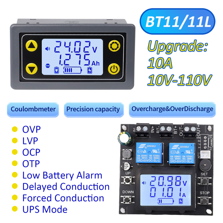 XY-BT11 Battery Capacity Tester10A Coulomb Meter Bidirectional Current Detection 10V-110V Battery Manage Charge/Discharge Tester