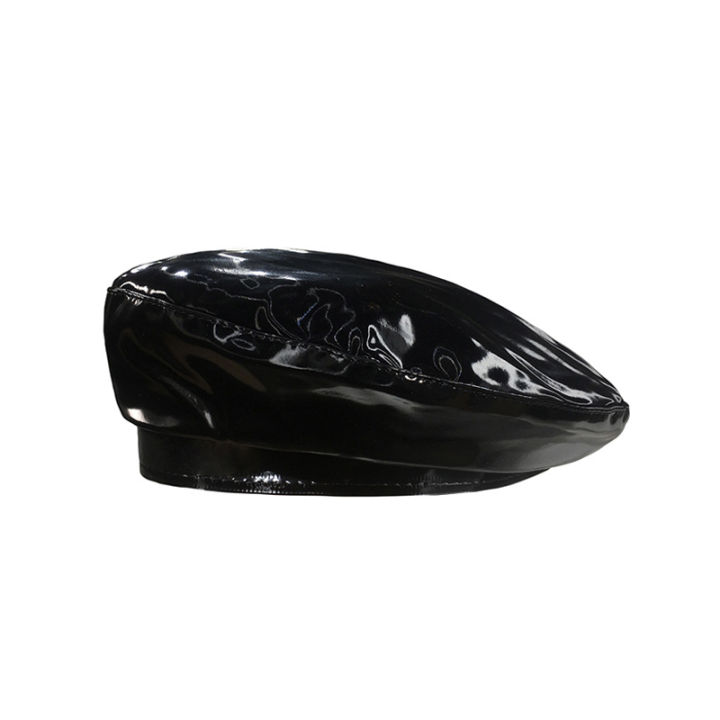 Lady%20mirror%20PU%20leather%20painter%20caps%20casual%20hat%20fashion%20French%20Artist%20painter%20glossy%20leather%20Beret%20Cap%20-%20Image%204