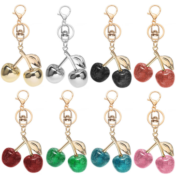 Fashion Delicious Red Cherry Keychain Summer Fruits Cherries Pendant Keyring For Women Men Jewelry Bag Accessories