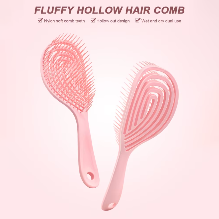 Hollow Out Hair Brush - Fast Blow Drying Scalp Massage Comb for Curly/Wet Hair, Detangling & Styling Tool