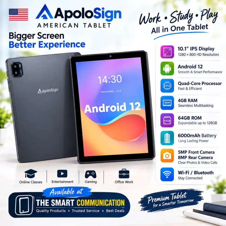ApoloSign%20American%20Tablet%20A16%2010.1"%20HD%20Android%2012%20Tablet%20-%204GB%20RAM%2064GB%20ROM%20-%206000mAh%20Battery%20-%20Google%20Kids%20Space%20-%205MP+8MP%20Dual%20Camera%20-%20Image%207