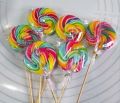 colourful rainbow round shape lollipop candy for birthday and payties 6pcs. 