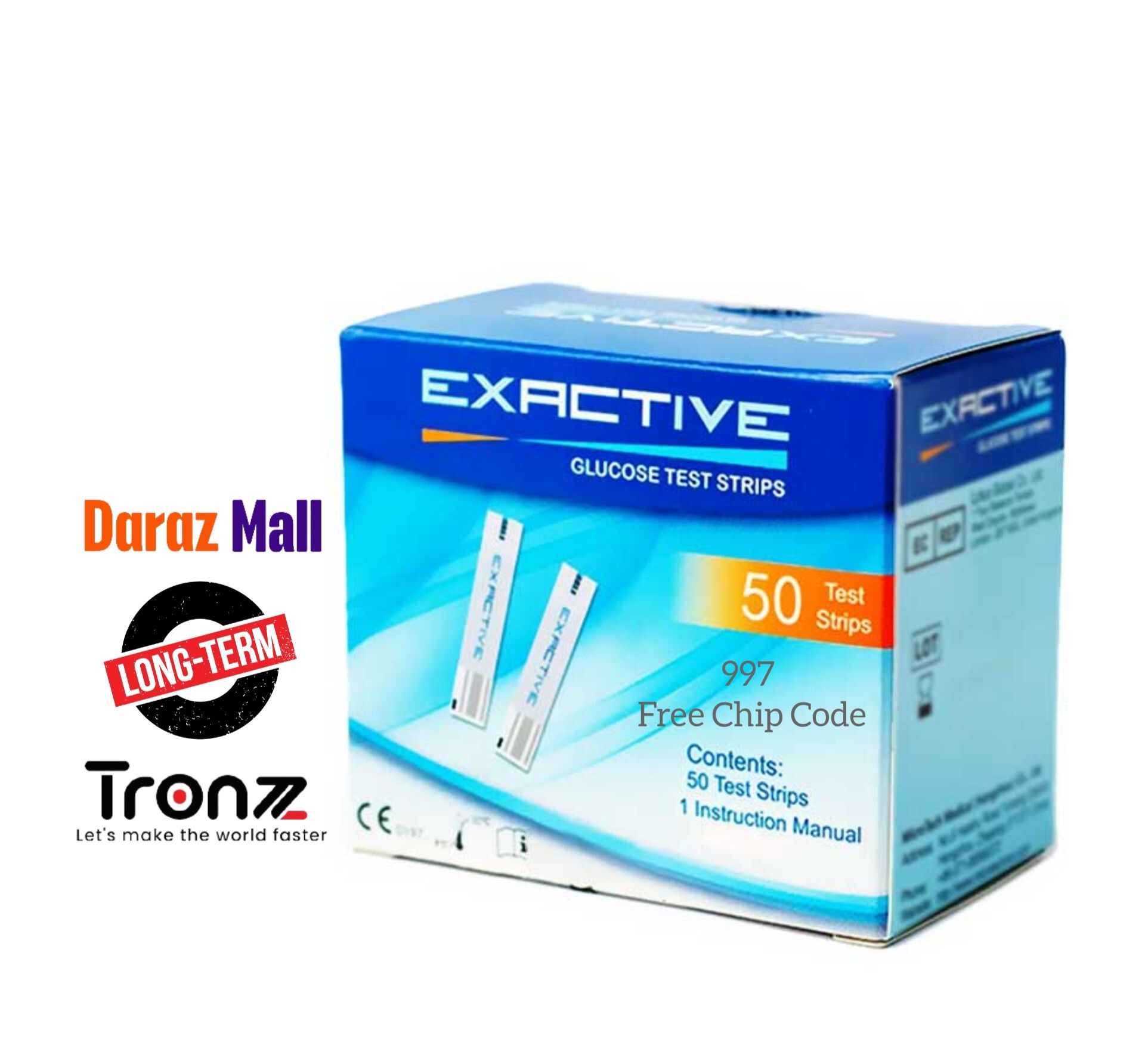 Exactive Vital Test Strips 50 (2x25) (Free 997 Chip Code) With 12 to 18+ Months Expiry Time by TRONZZ.com