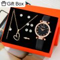 10pcs Dainty Quartz Watch With Jewelry Set Fashion Round Women Watch Heart Shape Necklace Bracelet Earrings Ring Set. 