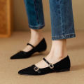 2025 Fall New French Pointed-Toe Leopard Print Mary Janes - Elegant Stylish Commuter Flat Shoes with Single Buckle. 