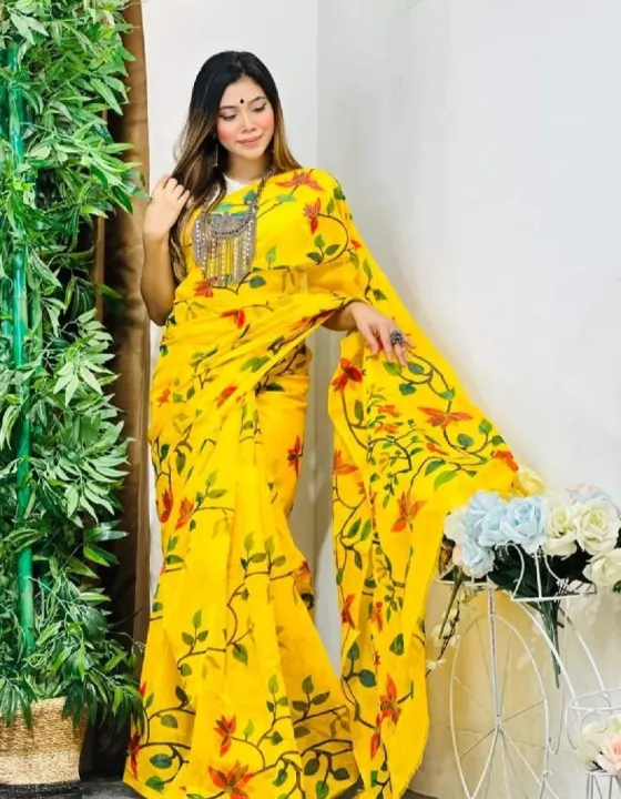 New%20tangail%20halfsilk%20screen%20print%20saree%20FOR%20woman%20-%20Image%202