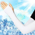 UV Solar Arm Sleeves Woman Men Cycling Fingerless Gloves Cool Muff Summer Ice Silk Elastic Arm Cover Driving Anti-Sunburn Sleeve. 